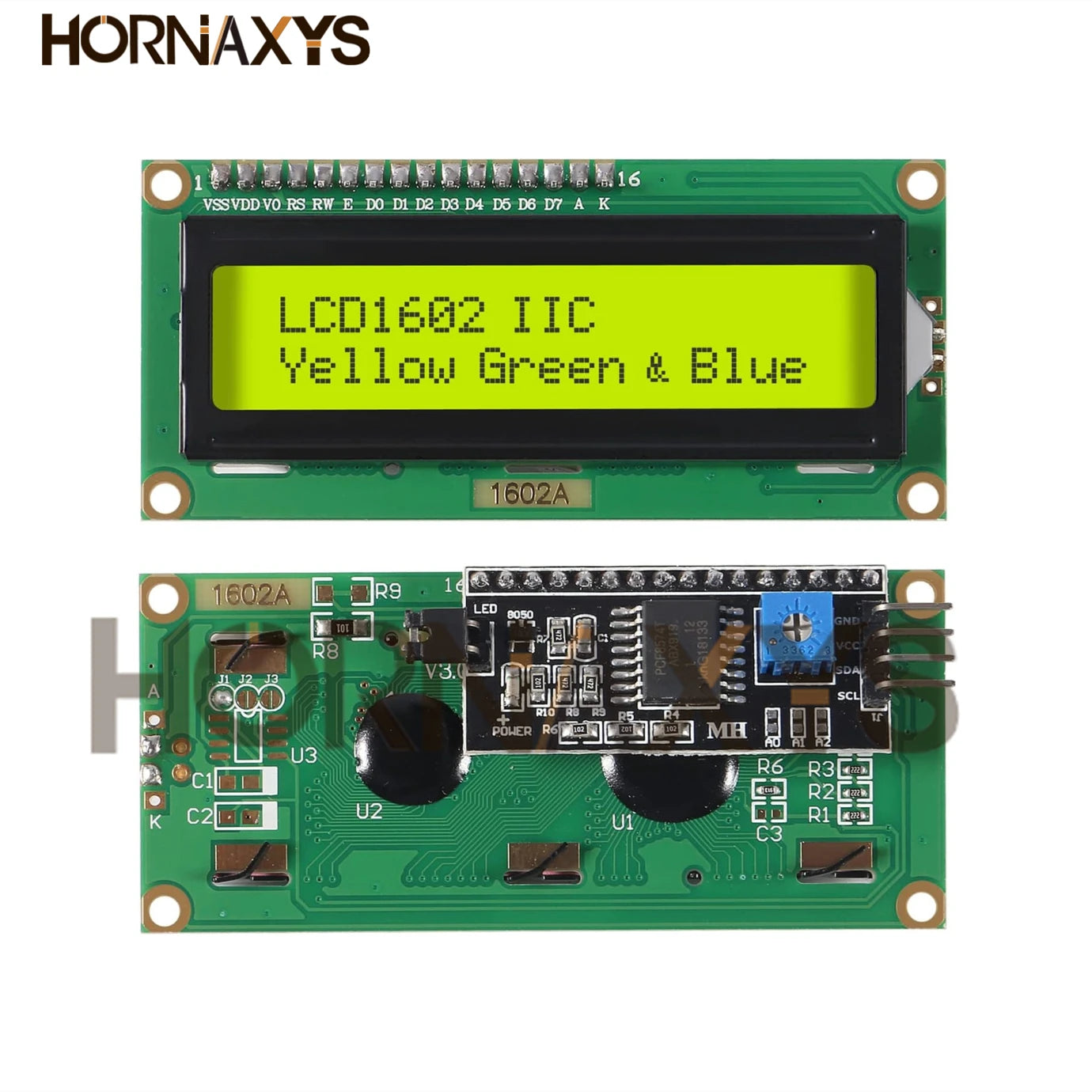 LCD1602+I2C Module Blue / Yellow Green Screen 16x2 Character LCD Display I2C Interface 5V for Arduino