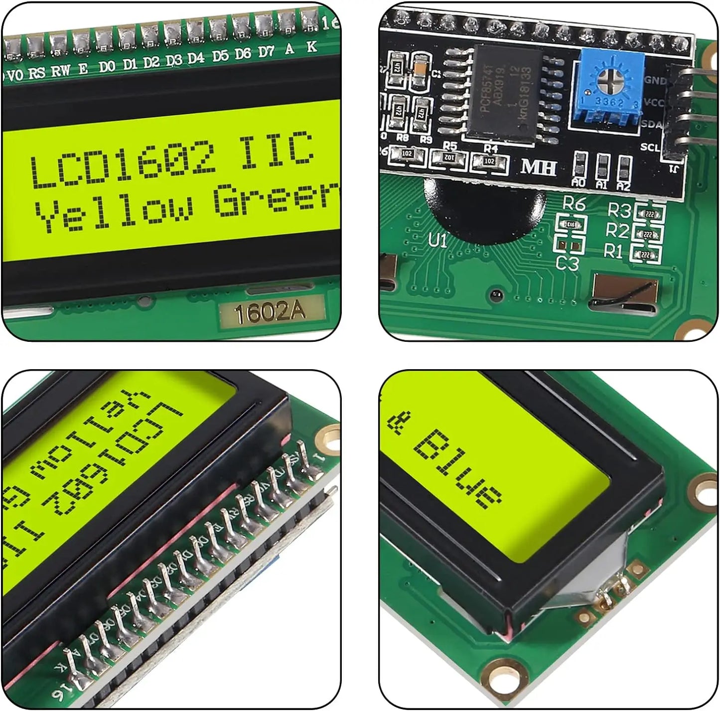 LCD1602+I2C Module Blue / Yellow Green Screen 16x2 Character LCD Display I2C Interface 5V for Arduino