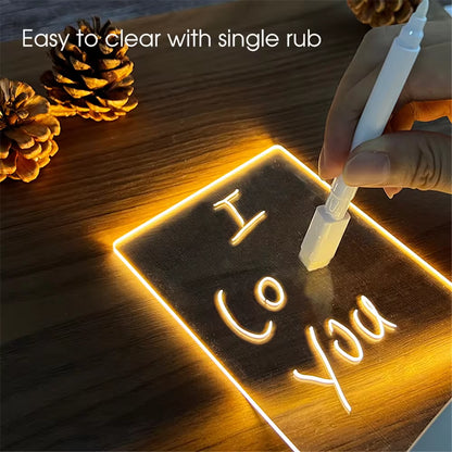 Luminous USB Acrylic Night Light – Erasable Message Board & Calendar Desktop Ornament