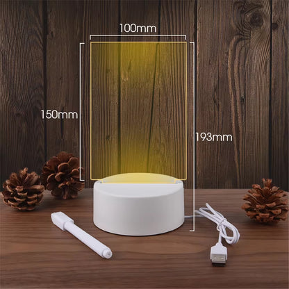 Luminous USB Acrylic Night Light – Erasable Message Board & Calendar Desktop Ornament