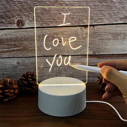 Luminous USB Acrylic Night Light – Erasable Message Board & Calendar Desktop Ornament