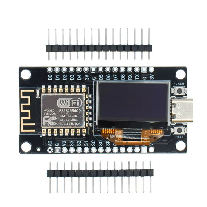 Nodemcu ESP8266 Development Board with 0.96-Inch OLED Display, CH340G ESP-12F WiFi Module, and Type-C USB for Arduino and MicroPython