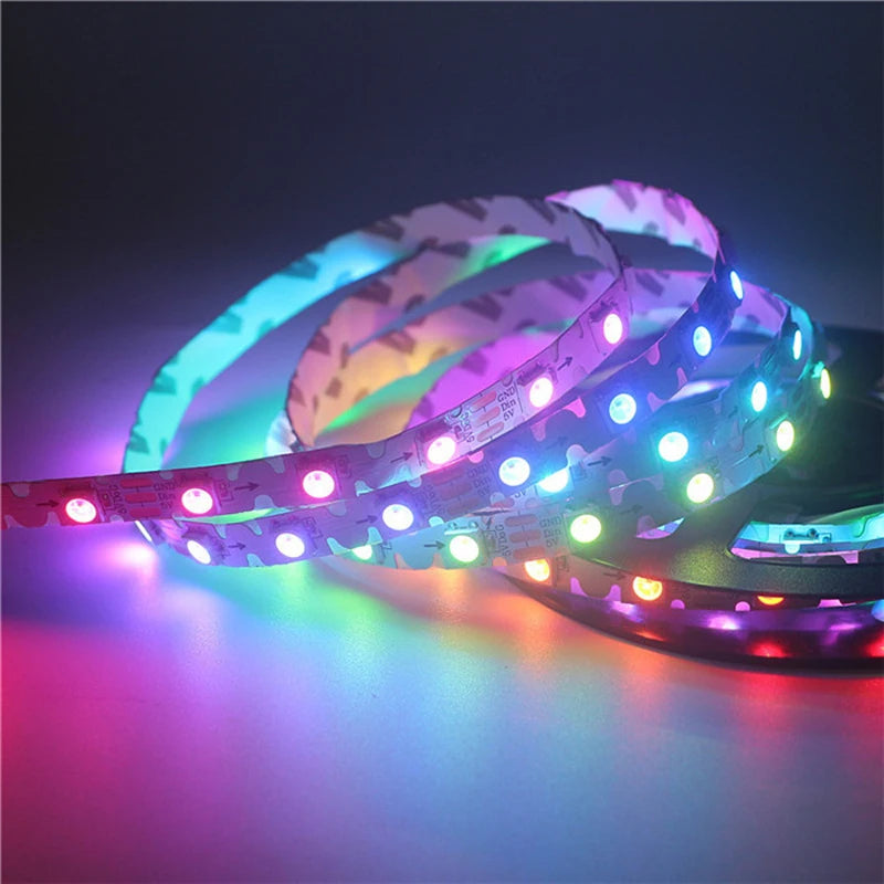 5M 5V WS2812B S Shape Zigzag 5050 Full Color LED Strip Addressable Foldable Snake Tape Letter Logo Sign 60 Leds/M 