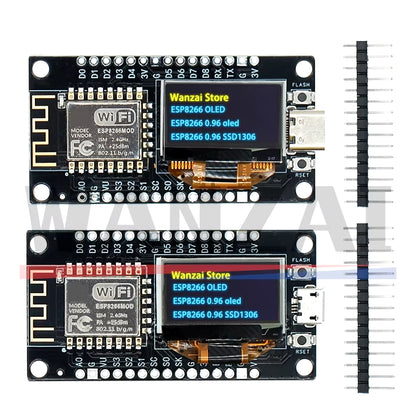 Nodemcu ESP8266 Development Board with 0.96-Inch OLED Display, CH340G ESP-12F WiFi Module, and Type-C USB for Arduino and MicroPython