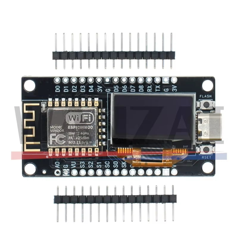 Nodemcu ESP8266 Development Board with 0.96-Inch OLED Display, CH340G ESP-12F WiFi Module, and Type-C USB for Arduino and MicroPython