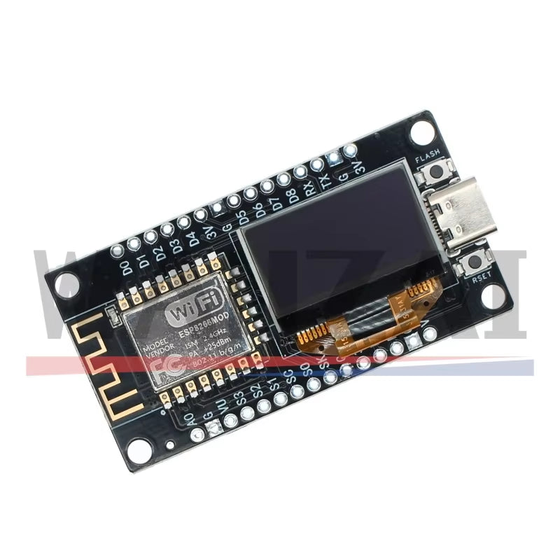 Nodemcu ESP8266 Development Board with 0.96-Inch OLED Display, CH340G ESP-12F WiFi Module, and Type-C USB for Arduino and MicroPython