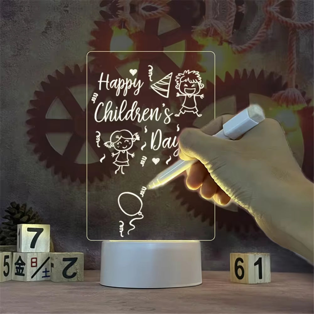 Luminous USB Acrylic Night Light – Erasable Message Board & Calendar Desktop Ornament